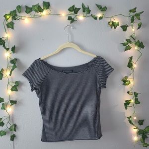 Striped Off the Shoulder (ish) Brandy Top